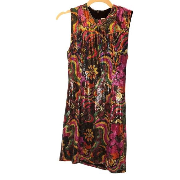 Misa Los Angeles Sequin Mini Dress Size: XS Psychodelic Floral Grove - Picture 3 of 5
